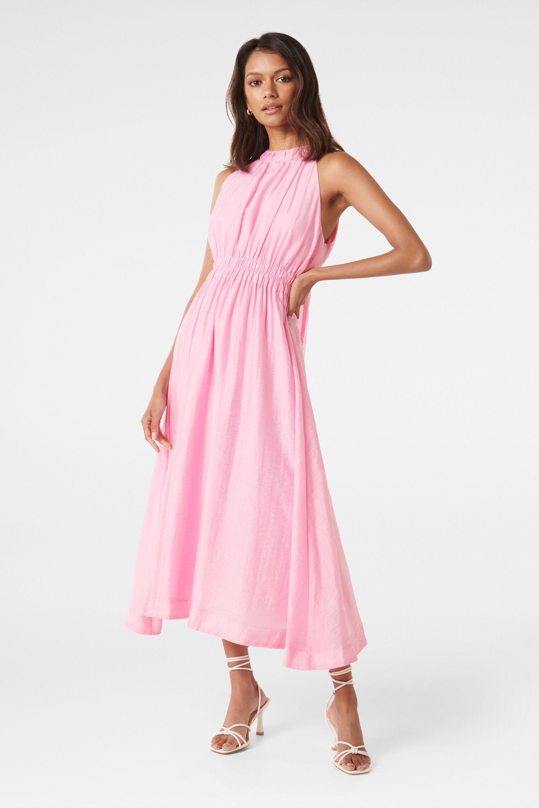 Buy Forever New Pink Petite Magnolia High Neck Midi Dress from Next Lithuania