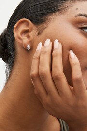 Sterling Silver Sparkle Flower Stud Earrings - Image 2 of 3