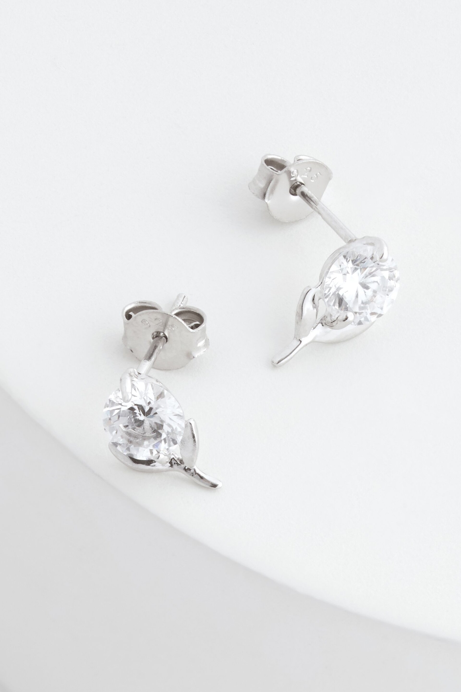 Sterling Silver Sparkle Flower Stud Earrings - Image 3 of 3