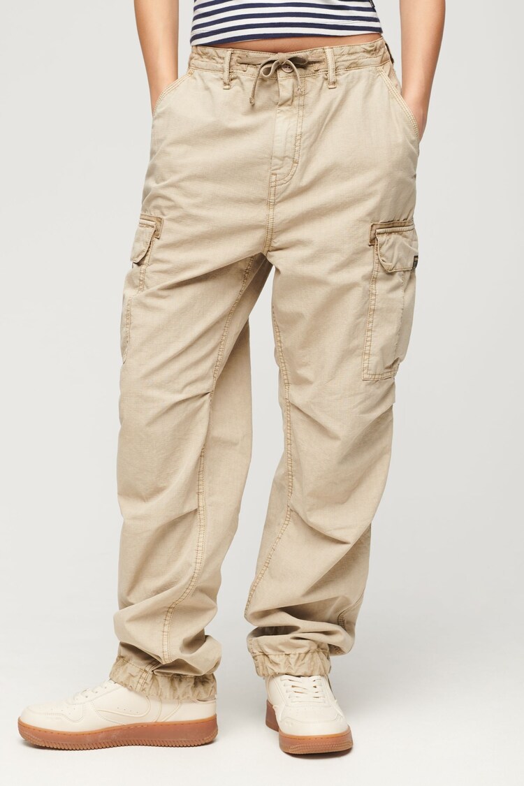 Superdry Brown Lightweight Beach Cargo Trousers - Image 1 of 7