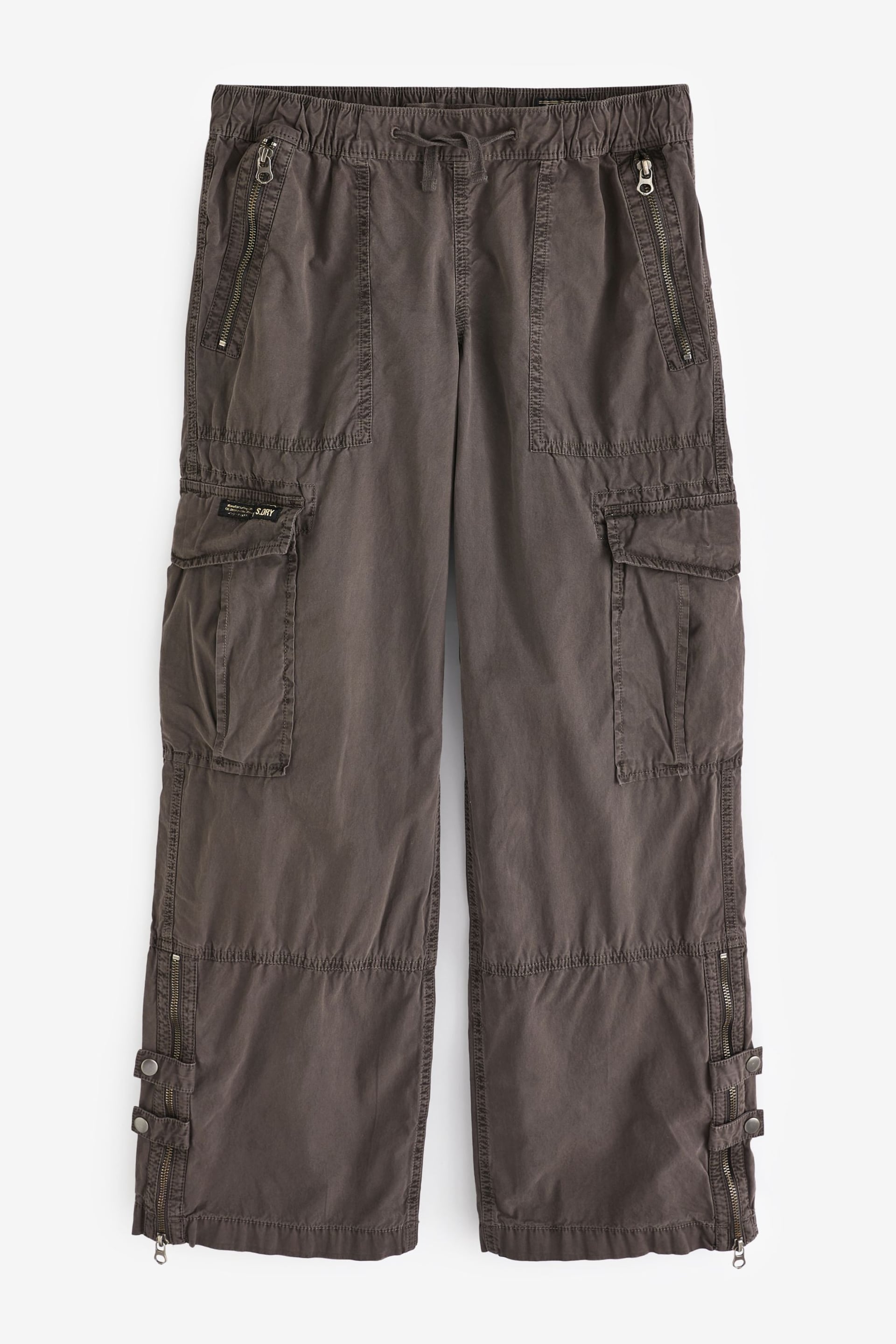 Superdry Brown Vintage Elastic Cargo Utility Trousers - Image 4 of 5