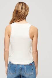 Superdry White Vintage Lace Trim Vest Top - Image 2 of 6