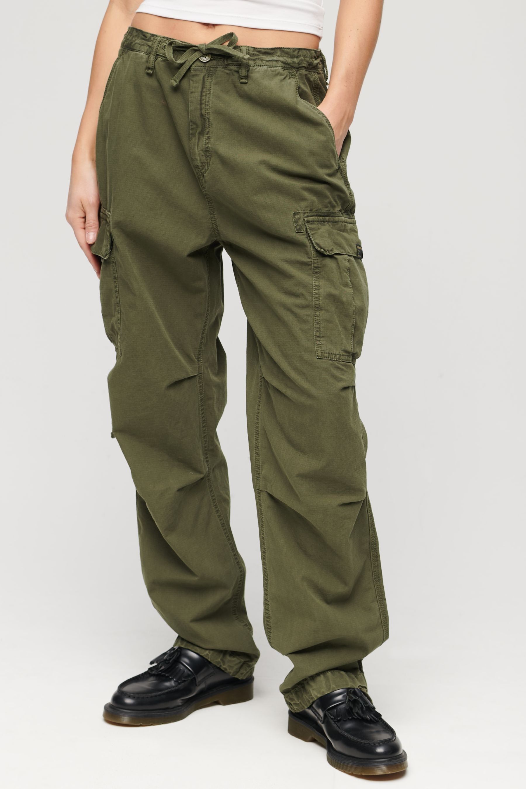 Buy Superdry Olive Night Green Low Rise Para Cargo Utility Trousers from Next Latvia