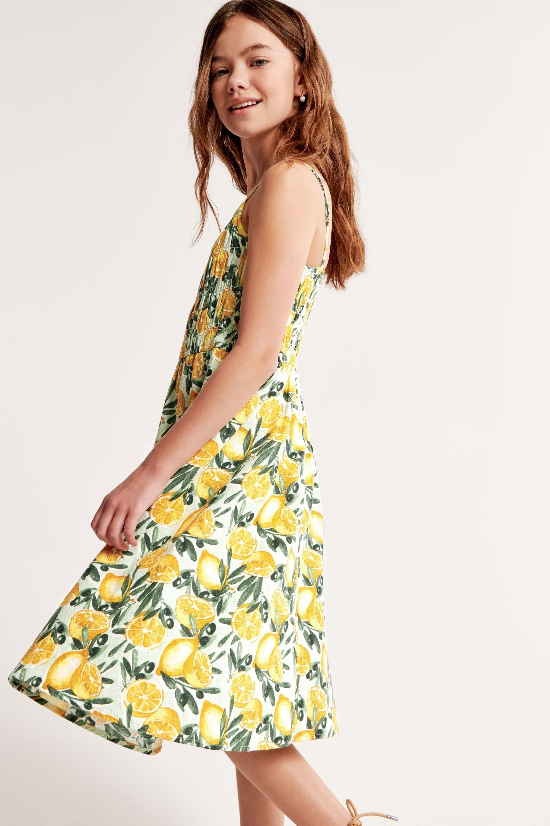 Buy Abercrombie Fitch Yellow Lemon Print Maxi Dress from Next Luxembourg