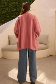 Pink Linen Blend Jacket Cover-Up - Image 4 of 5