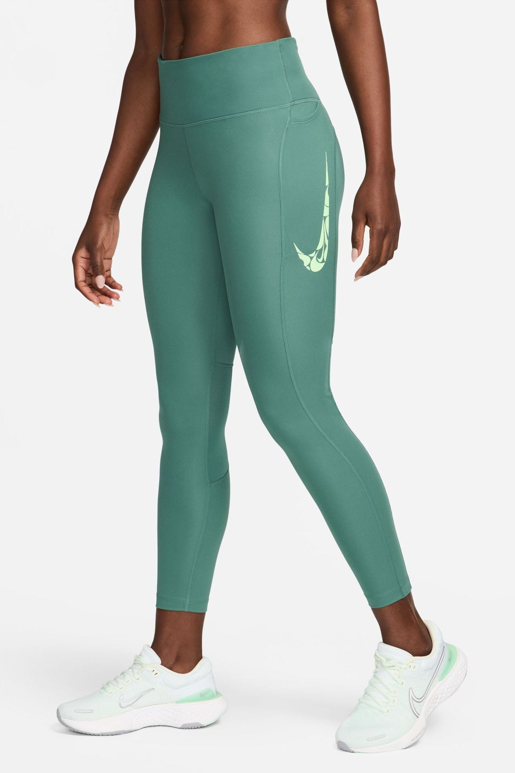 Buy Nike Green Swoosh Fast Mid Rise 7 8 Running Leggings from Next Luxembourg