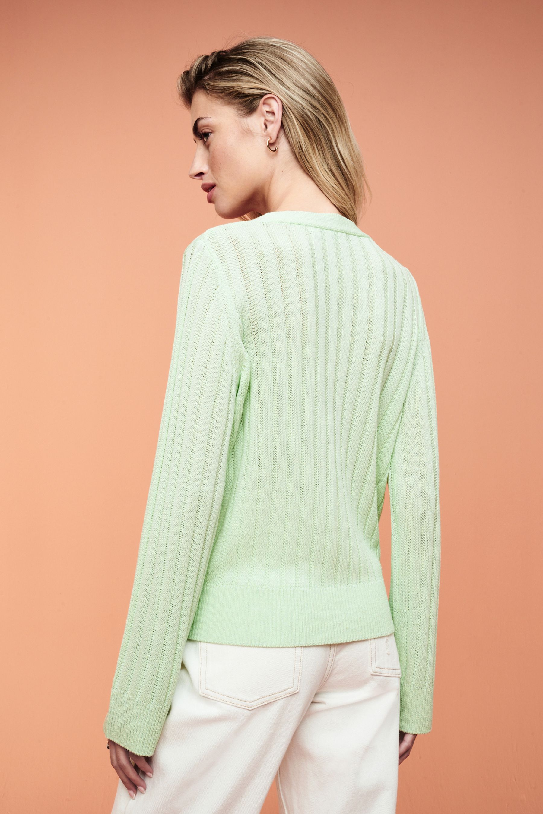Buy Sage Green Linen Gem Button Cardigan from Next Luxembourg