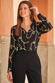 Sosandar Black Petite Chain Printed Shirt - Image 3 of 5