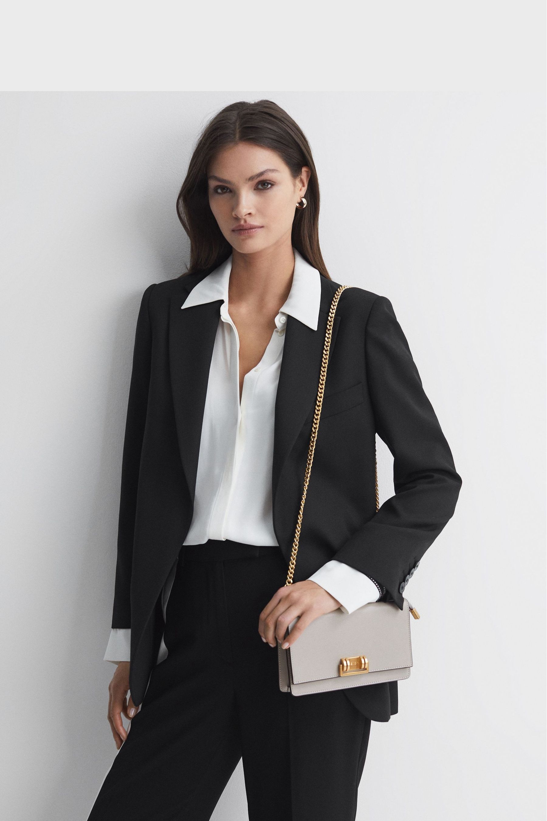 Buy Reiss Grey Picton Leather Chain Crossbody Bag from the Next UK online shop