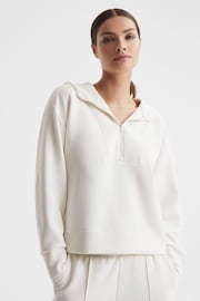 Reiss Ivory Jemma Half-Zip Hoodie - Image 1 of 5