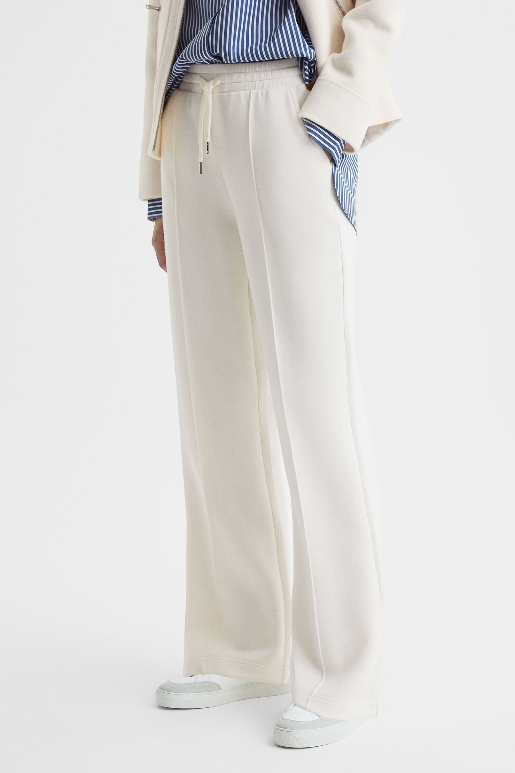 Buy Reiss Ivory Jemma Drawstring Wide Leg Joggers from the Next UK online shop