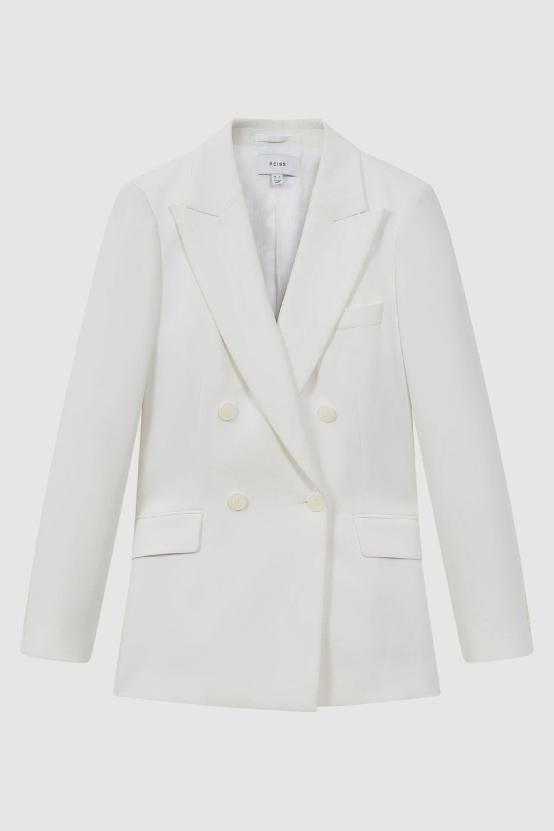 Reiss White Sienna Double Breasted Crepe Suit Blazer - Image 2 of 7