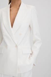 Reiss White Sienna Double Breasted Crepe Suit Blazer - Image 4 of 7