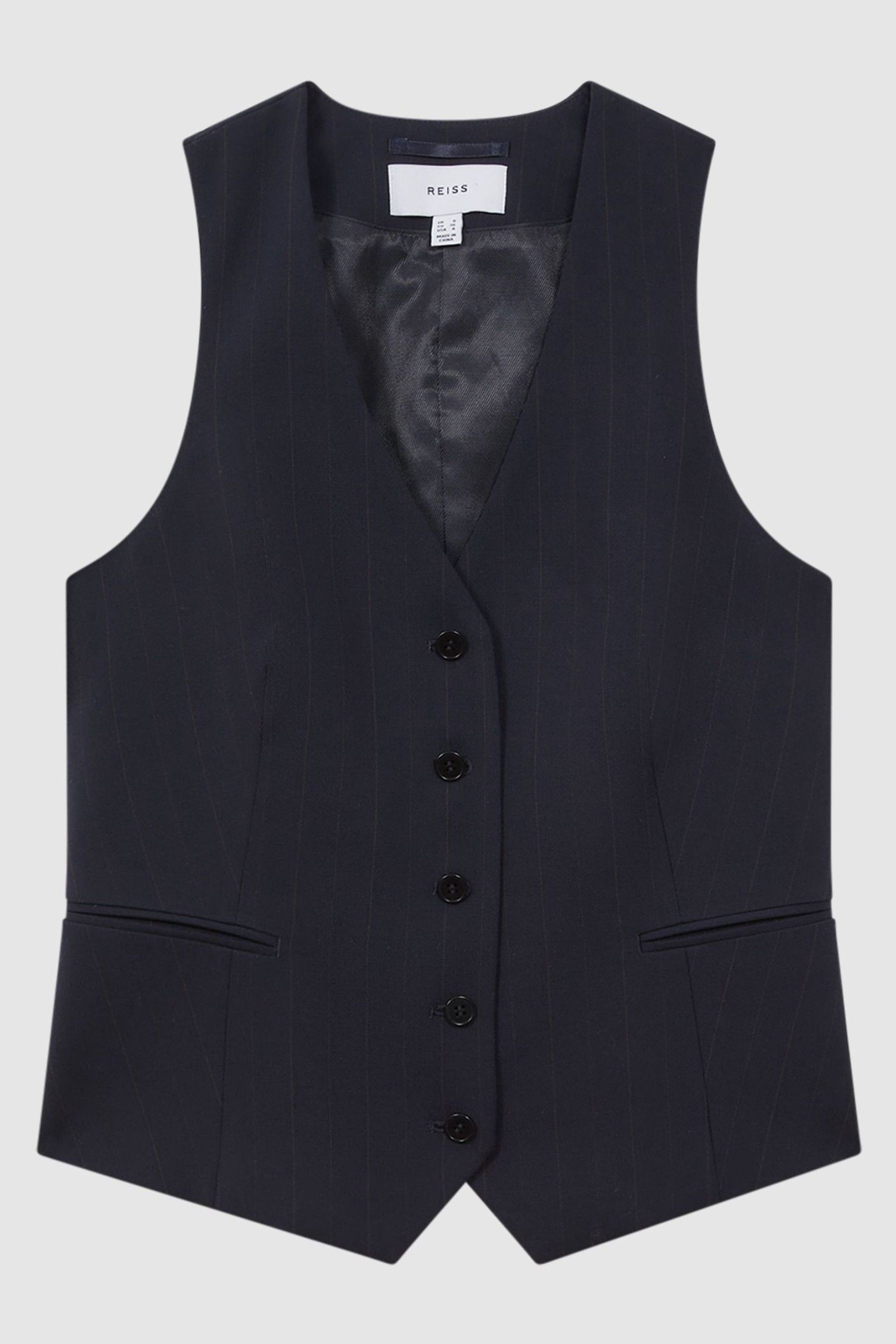 Buy Reiss Navy Willow Wool Blend Pinstripe Waistcoat from the Next UK online shop