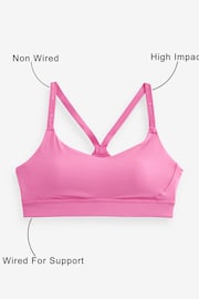 Bright Pink Medium Impact Run Crop Sports Bra - Image 5 of 8