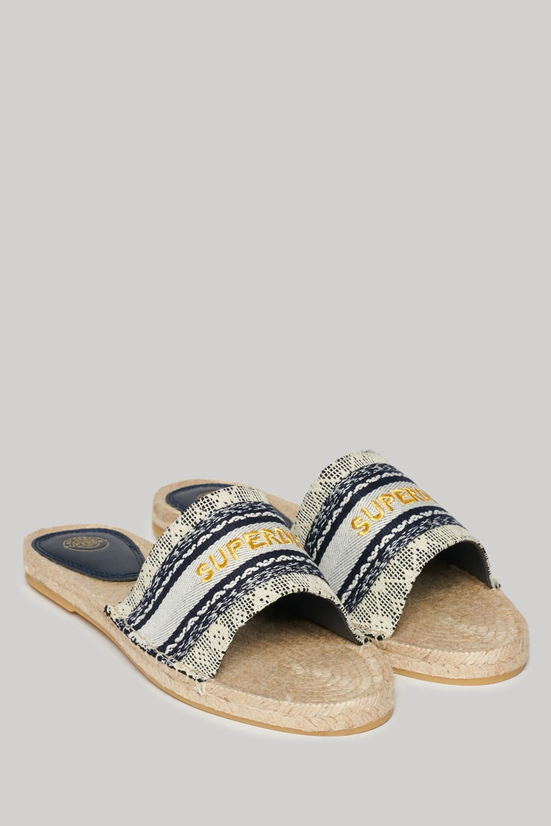 Buy Superdry Blue Canv Espadrille Overlay Sliders from Next Luxembourg