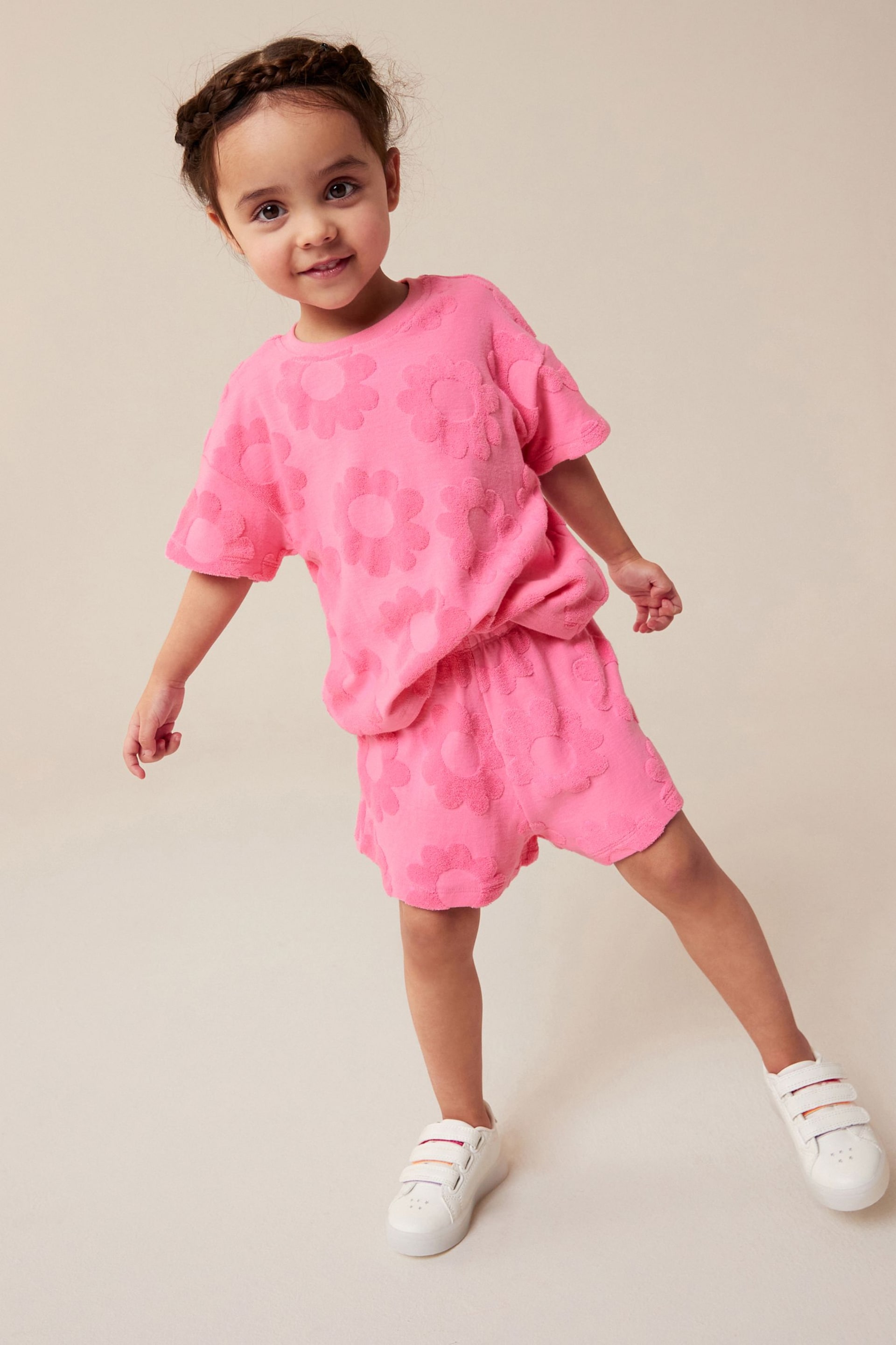 Bright Pink Rainbow Short Sleeve T-Shirt and Shorts Set (3mths-7yrs) - Image 1 of 7