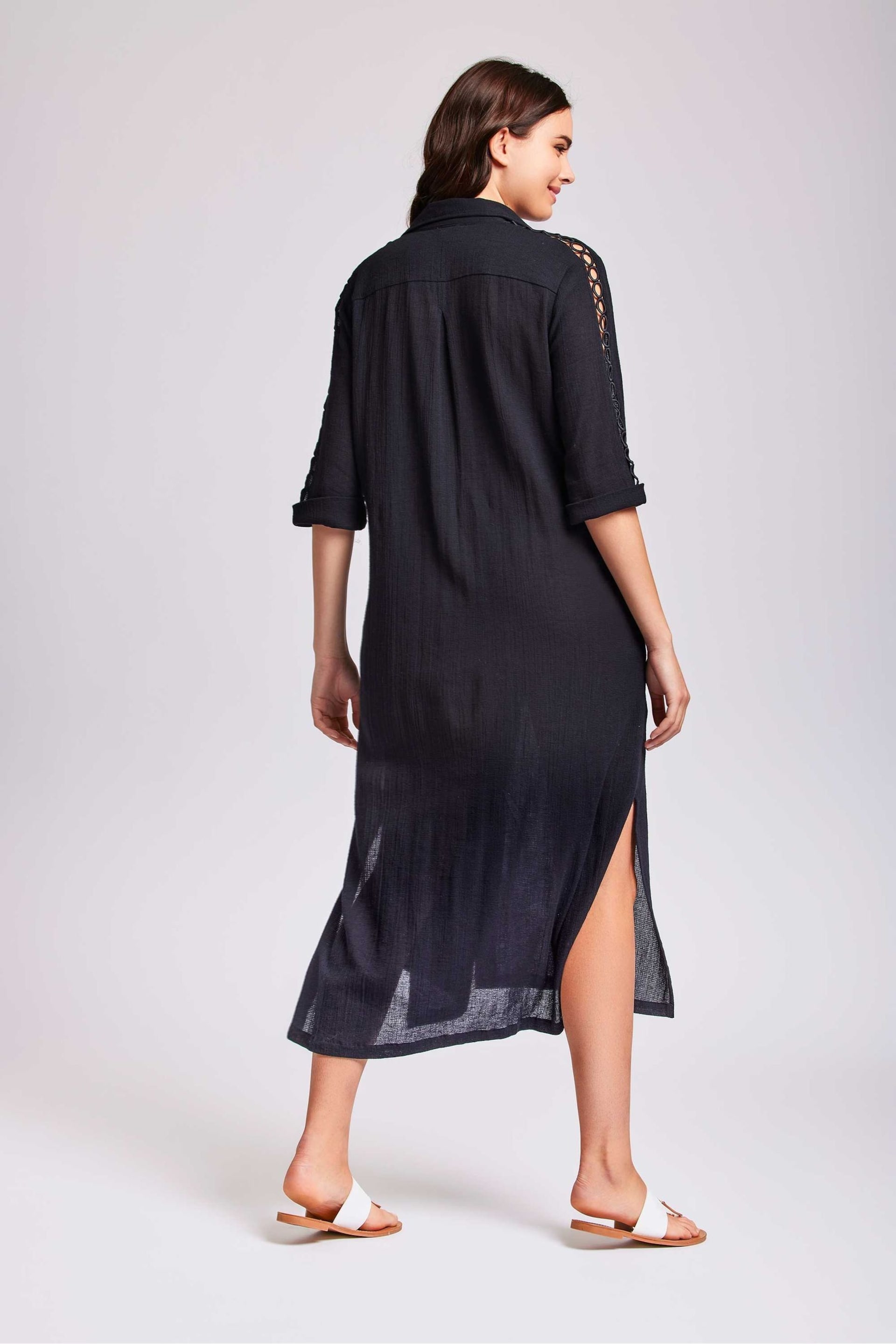 Iconique Olivia Maxi Shirt Beach Black Dress - Image 2 of 3