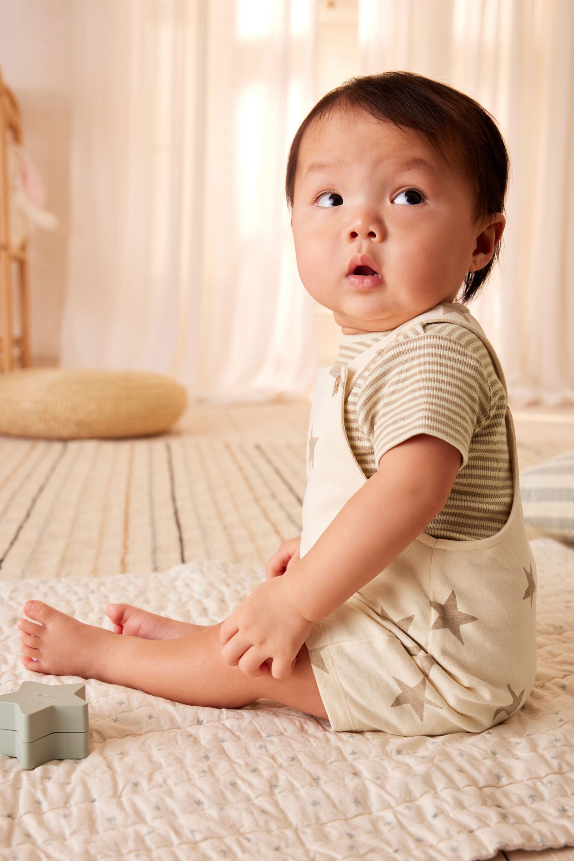 Neutral Star Baby Jersey Dungarees and Bodysuit Set (0mths-2yrs) - Image 2 of 11