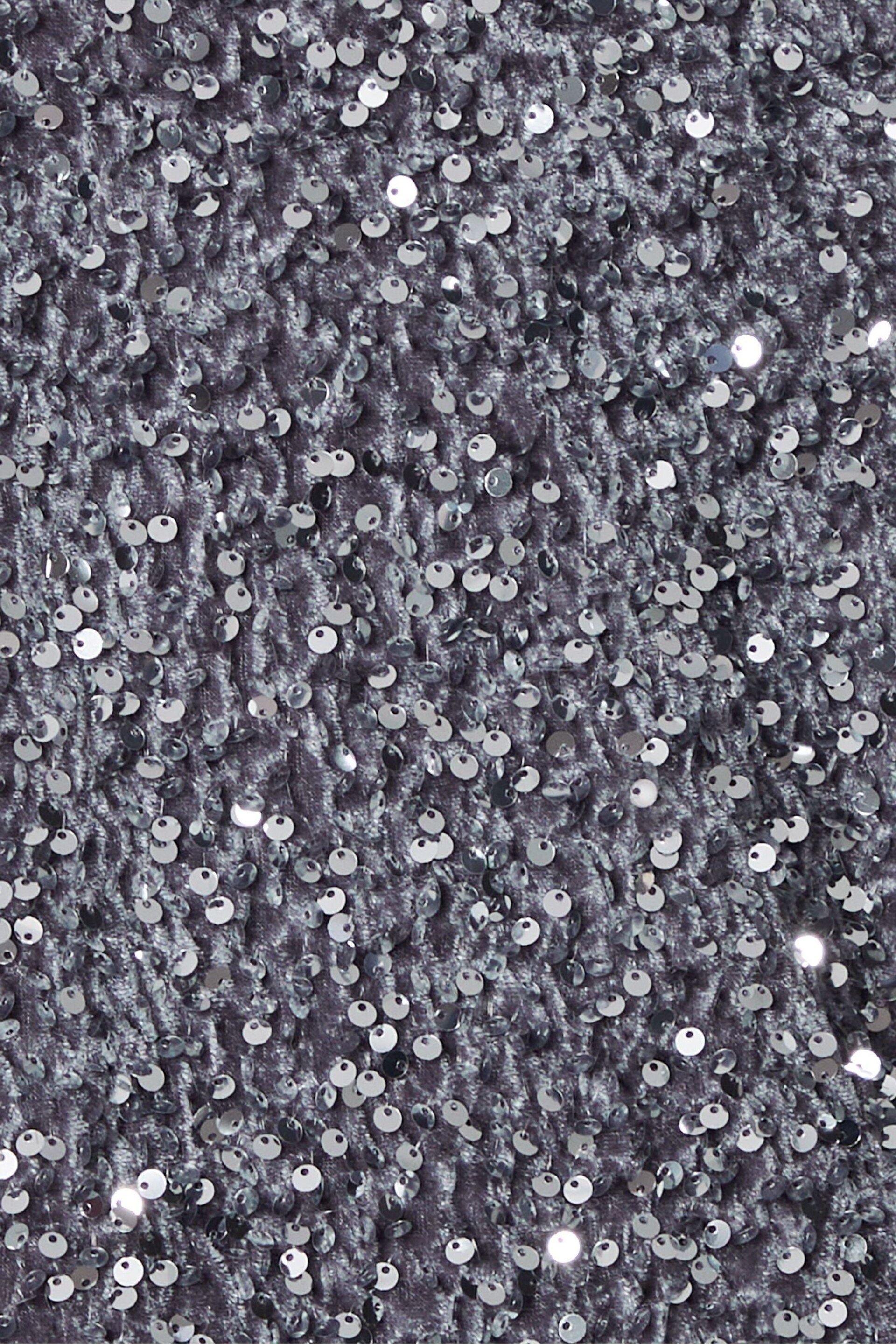 Threadbare Grey Sequin Velour Drop Shoulder Top - Image 6 of 6