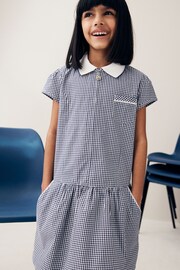 Navy Blue Cotton Rich School Gingham Zip Dress (3-14yrs) - Image 2 of 7