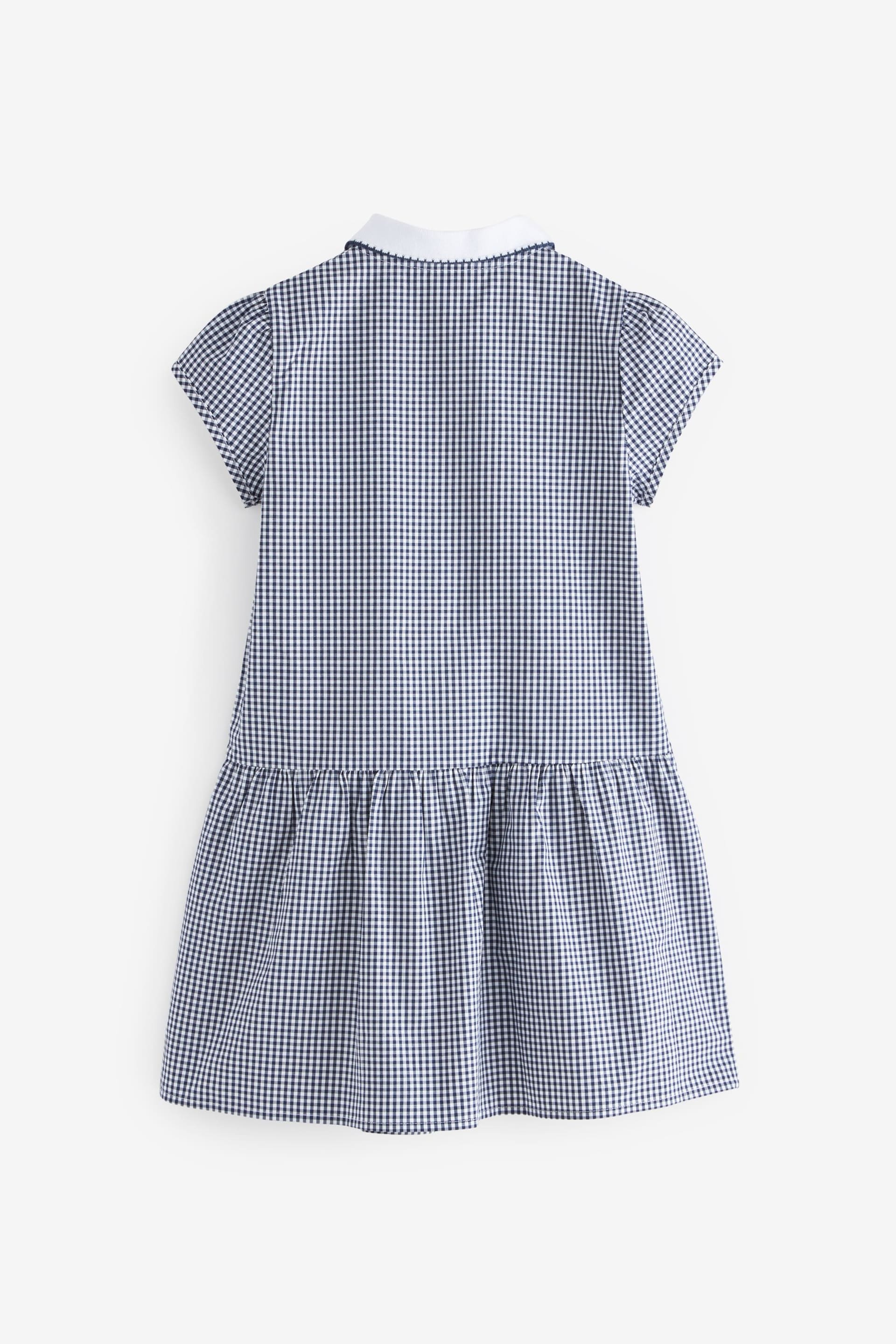 Navy Blue Cotton Rich School Gingham Zip Dress (3-14yrs) - Image 6 of 7