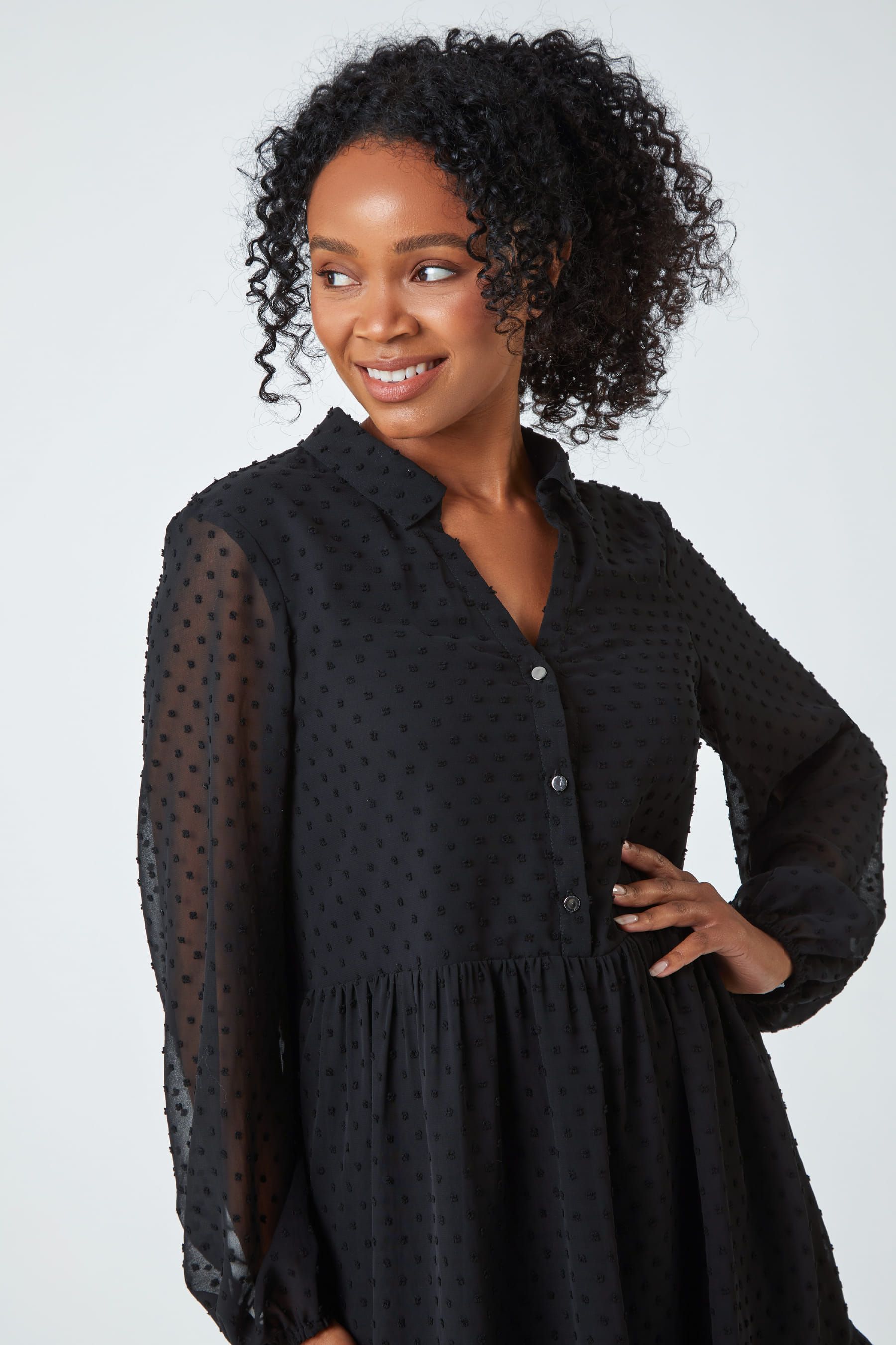 Black spot shirt dress new arrivals
