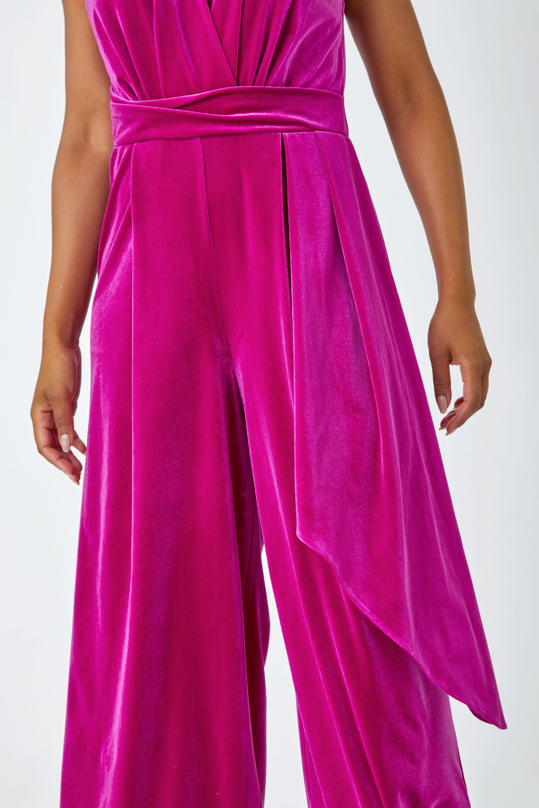 Buy Roman Pink Petite Velvet Wrap Jumpsuit from the Next UK online shop