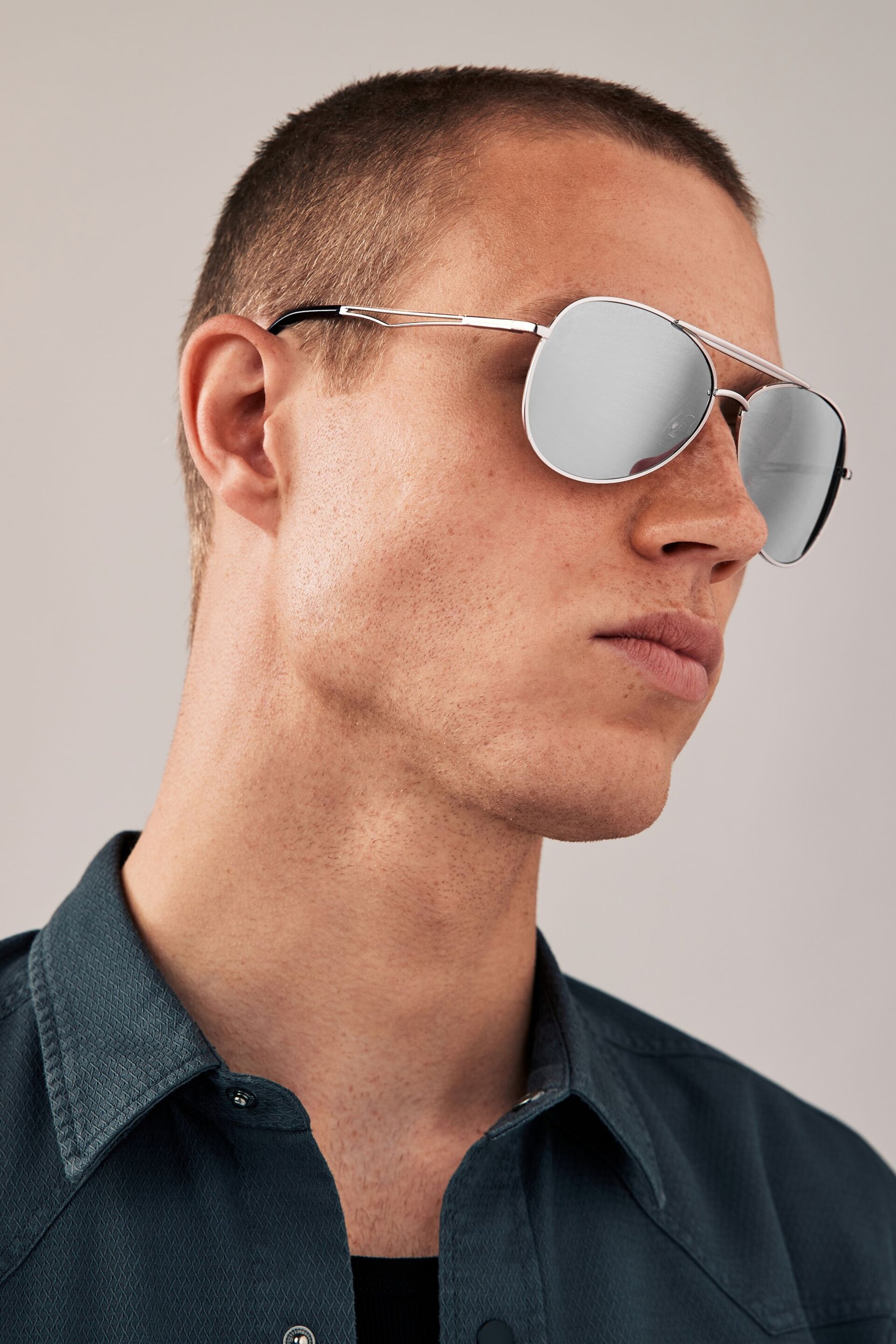 Silver Aviator Style Polarised Sunglasses - Image 1 of 3