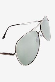 Gunmetal Grey/Green Aviator Style Polarised Sunglasses - Image 4 of 5