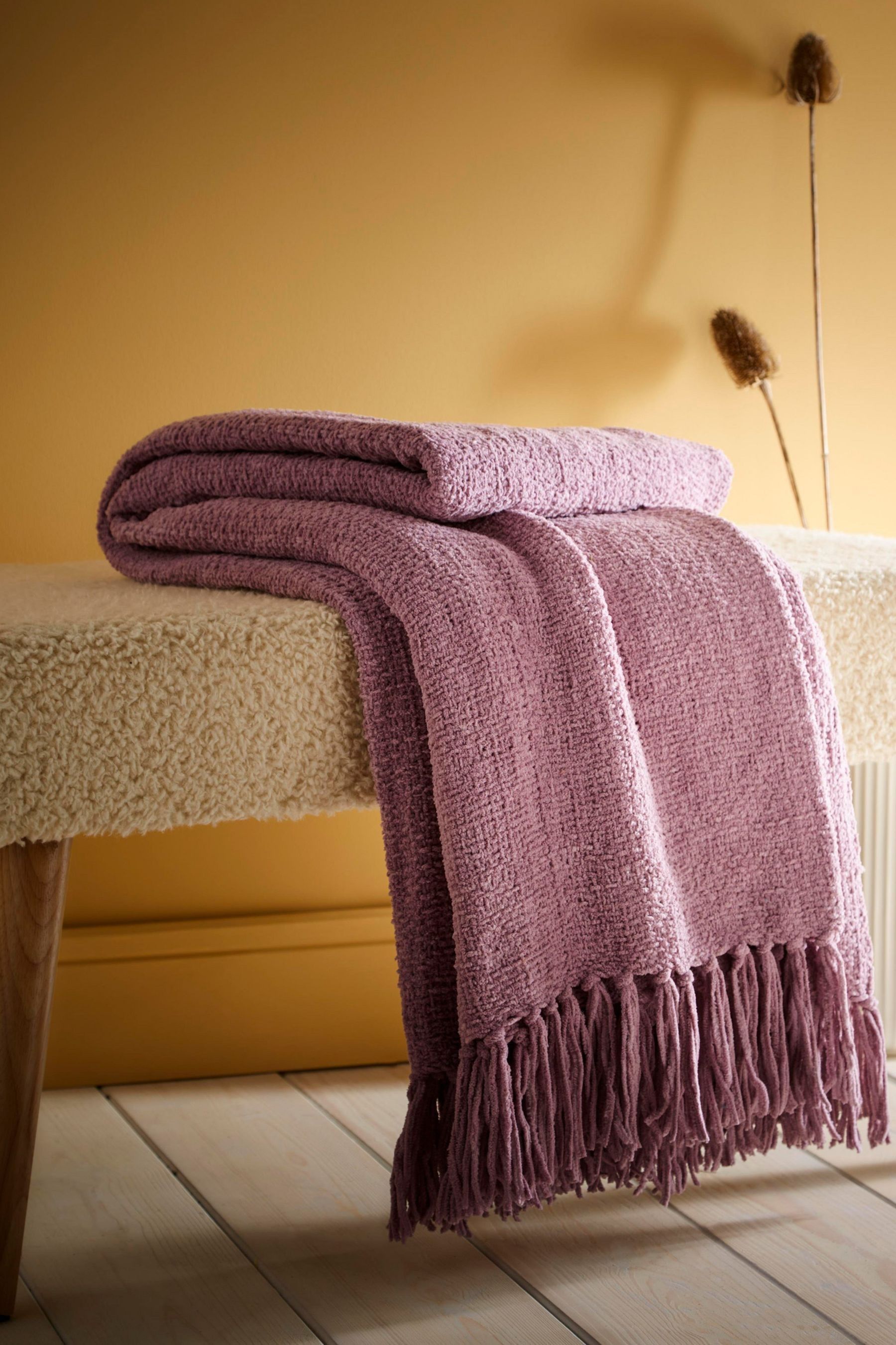 Mauve chenille throw outlet