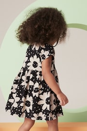 Black & White 100% Cotton Short Sleeve Jersey Dress (3mths-7yrs) - Image 3 of 4