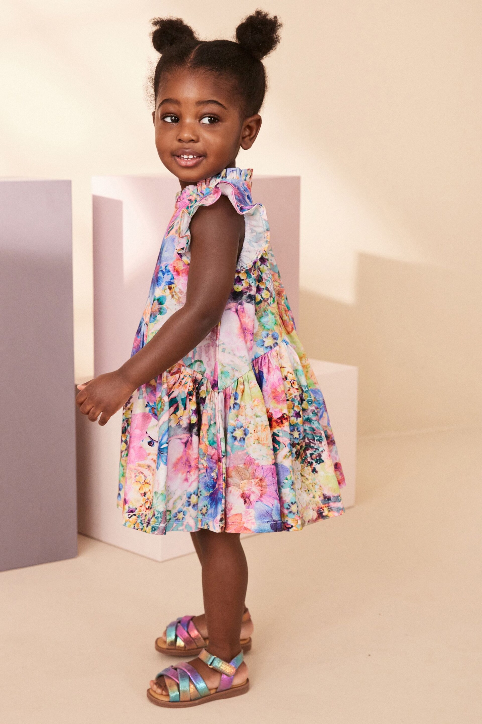 Pink Aysmmetric Dress (3mths-7yrs) - Image 2 of 6