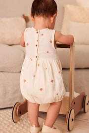 Beige Floral Embroidery Baby Bloomer Romper (0mths-3yrs) - Image 3 of 10