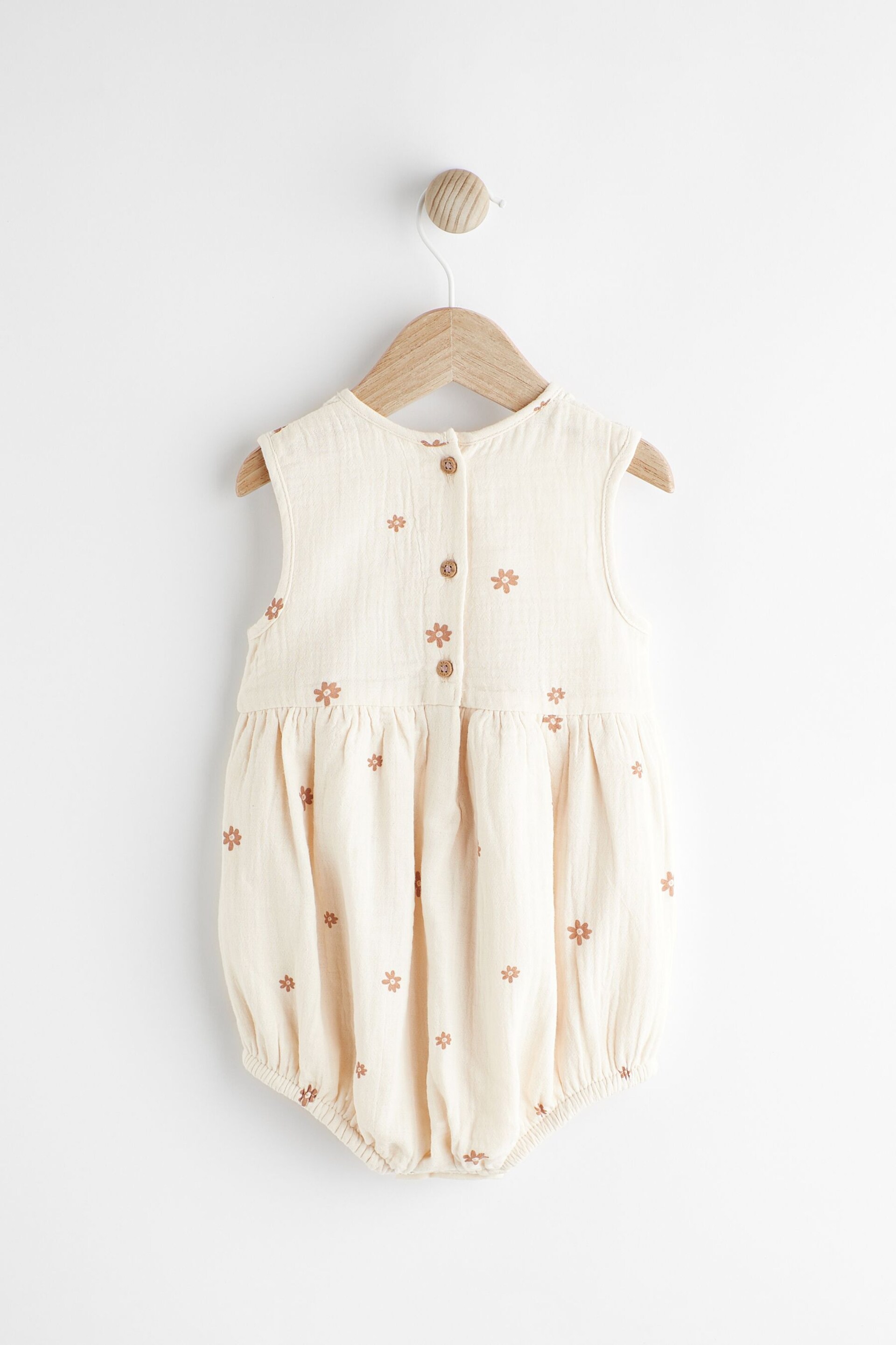 Beige Floral Embroidery Baby Bloomer Romper (0mths-3yrs) - Image 6 of 10