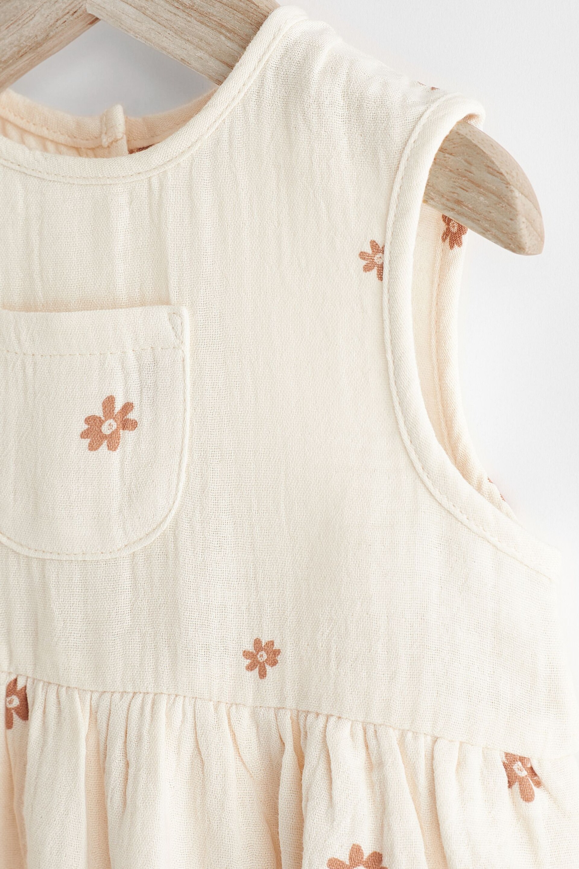 Beige Floral Embroidery Baby Bloomer Romper (0mths-3yrs) - Image 7 of 10