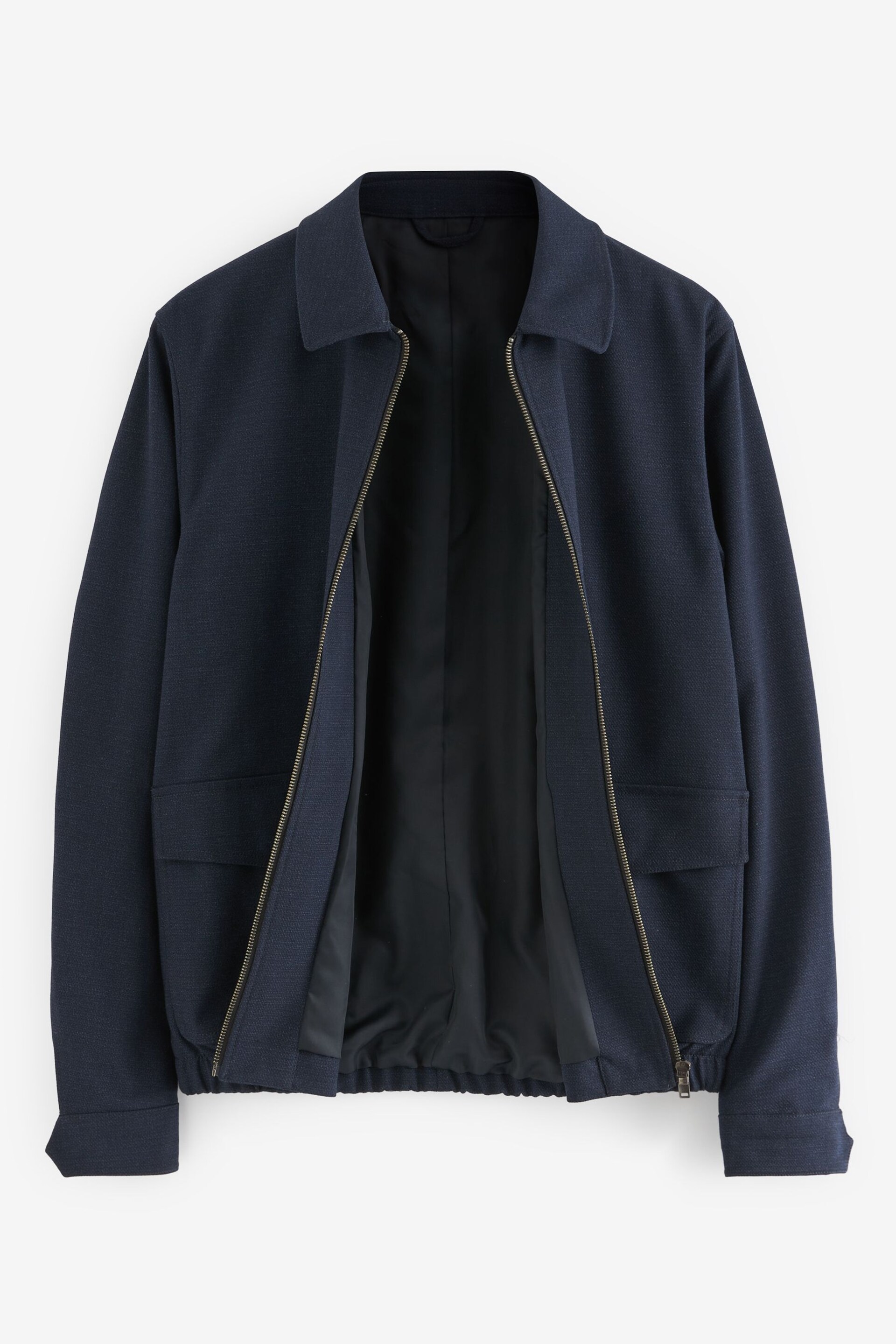 Navy Smart Textured Blouson Jacket - Image 8 of 10