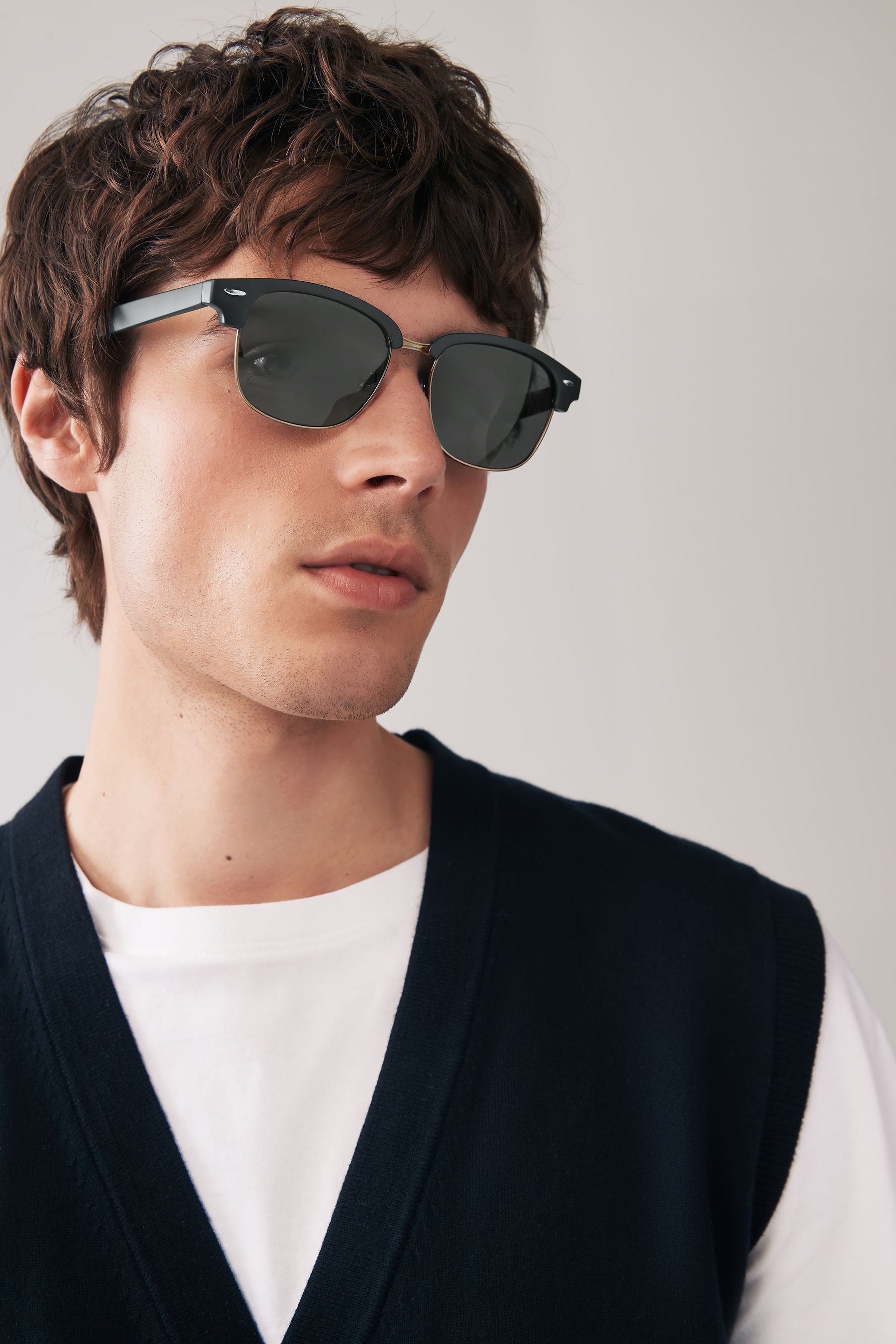 Buy Black Black Clubmaster Polarised Sunglasses from the Next UK online shop