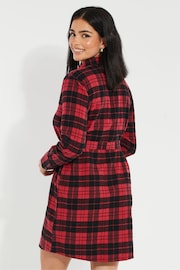 Threadbare Red 100% Cotton Check Festive Shirt Dress - Image 2 of 6