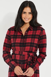 Threadbare Red Cotton Check Festive Shirt Dress - Image 5 of 6