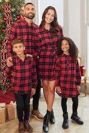 Threadbare Red Cotton Check Festive Shirt Dress - Image 6 of 6