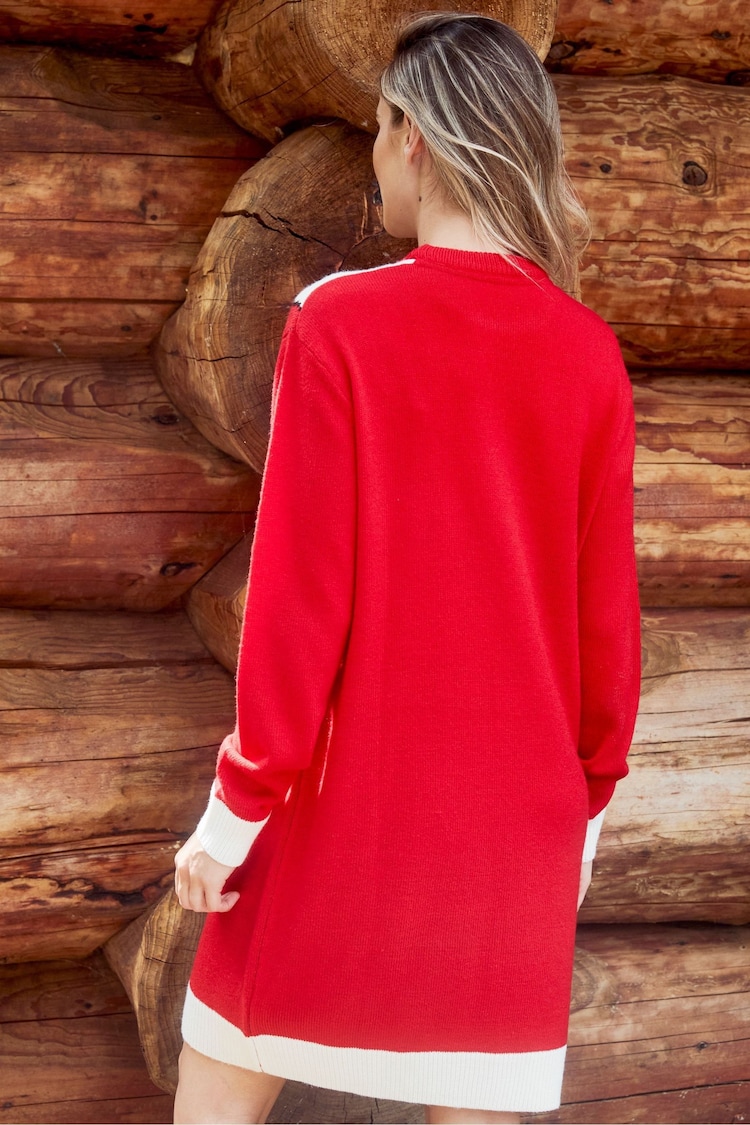 Threadbare Red Christmas Jumper Dress - Image 2 of 5