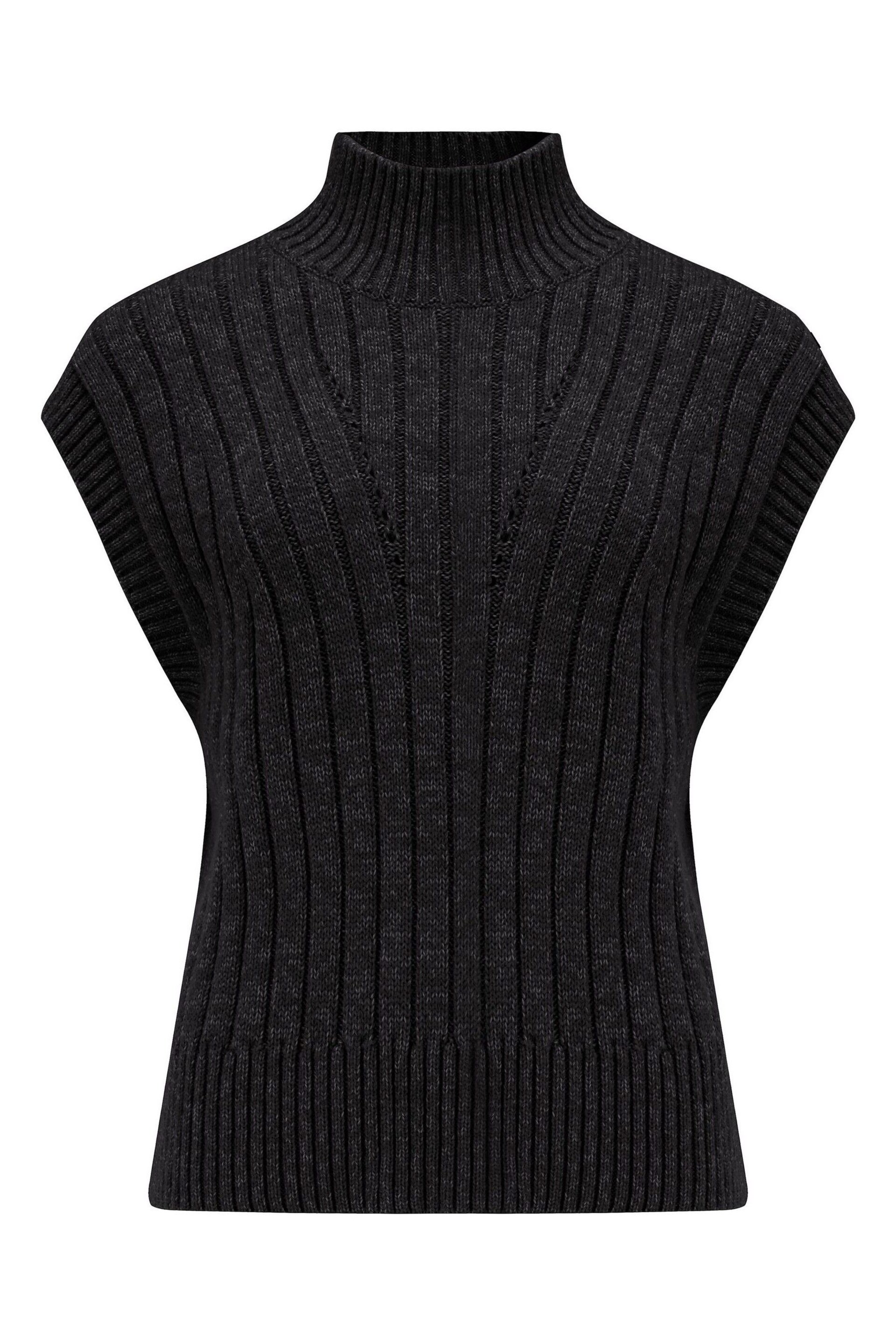 Pour Moi Black Kady Cropped Ribbed Knit Tank Top - Image 3 of 4