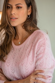 Pour Moi Pink Leah Reversible Pointelle Button Through Knit Jumper - Image 2 of 4