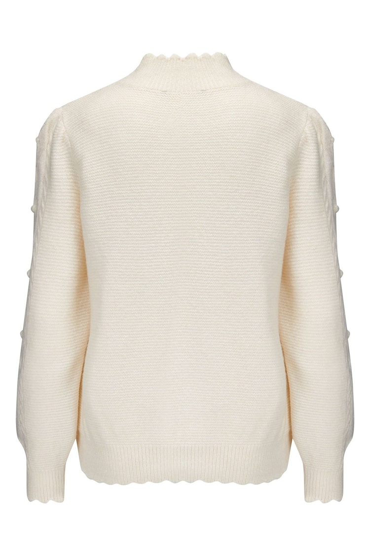 Pour Moi Cream Marina Pointelle High Neck Knit Jumper - Image 4 of 4