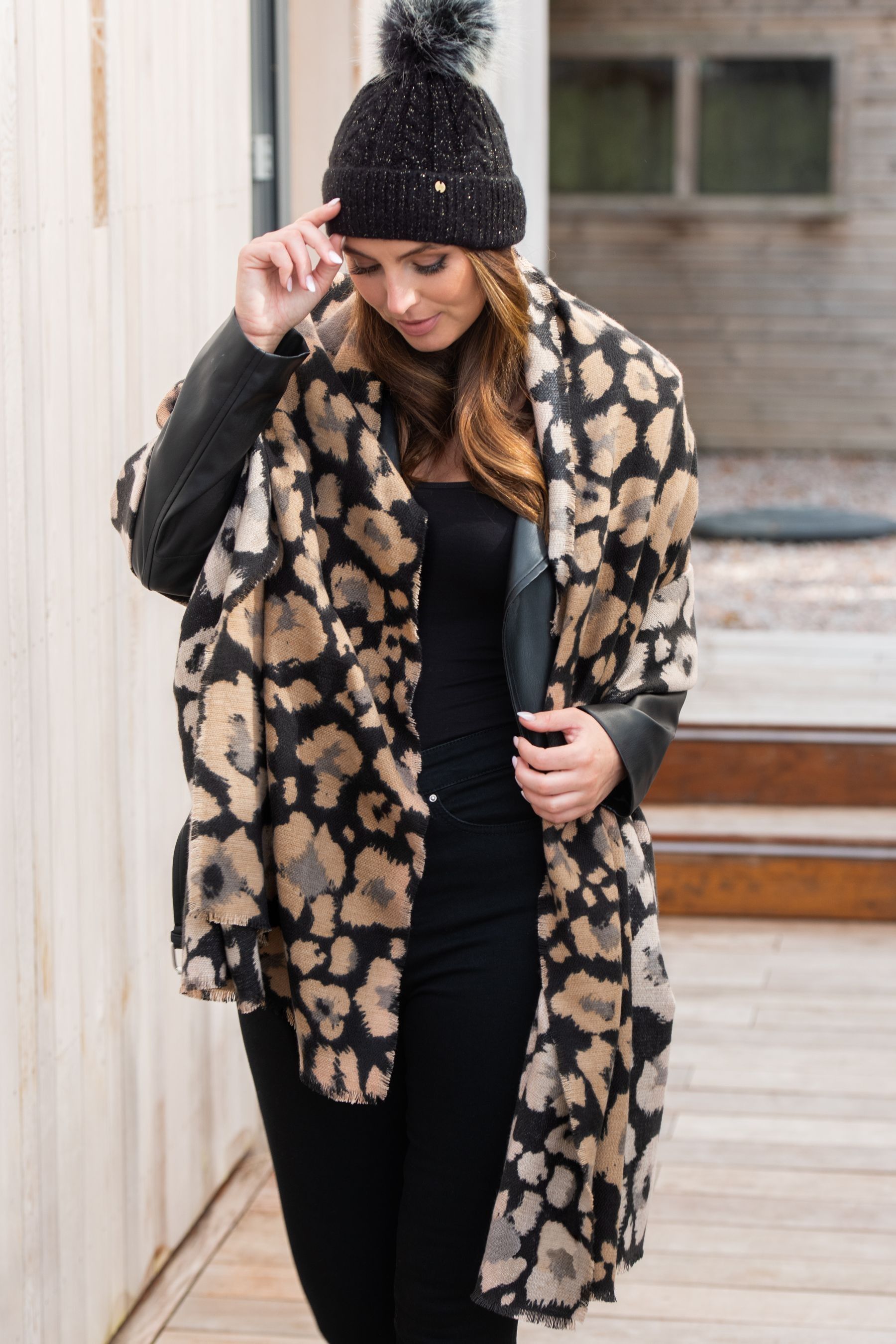 Buy Pour Moi Black Oversized Supersoft Scarf from Next Pakistan