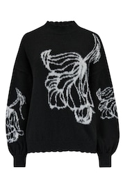 Pour Moi Black Belle Contrast Floral Jacquard Knit Jumper - Image 3 of 4