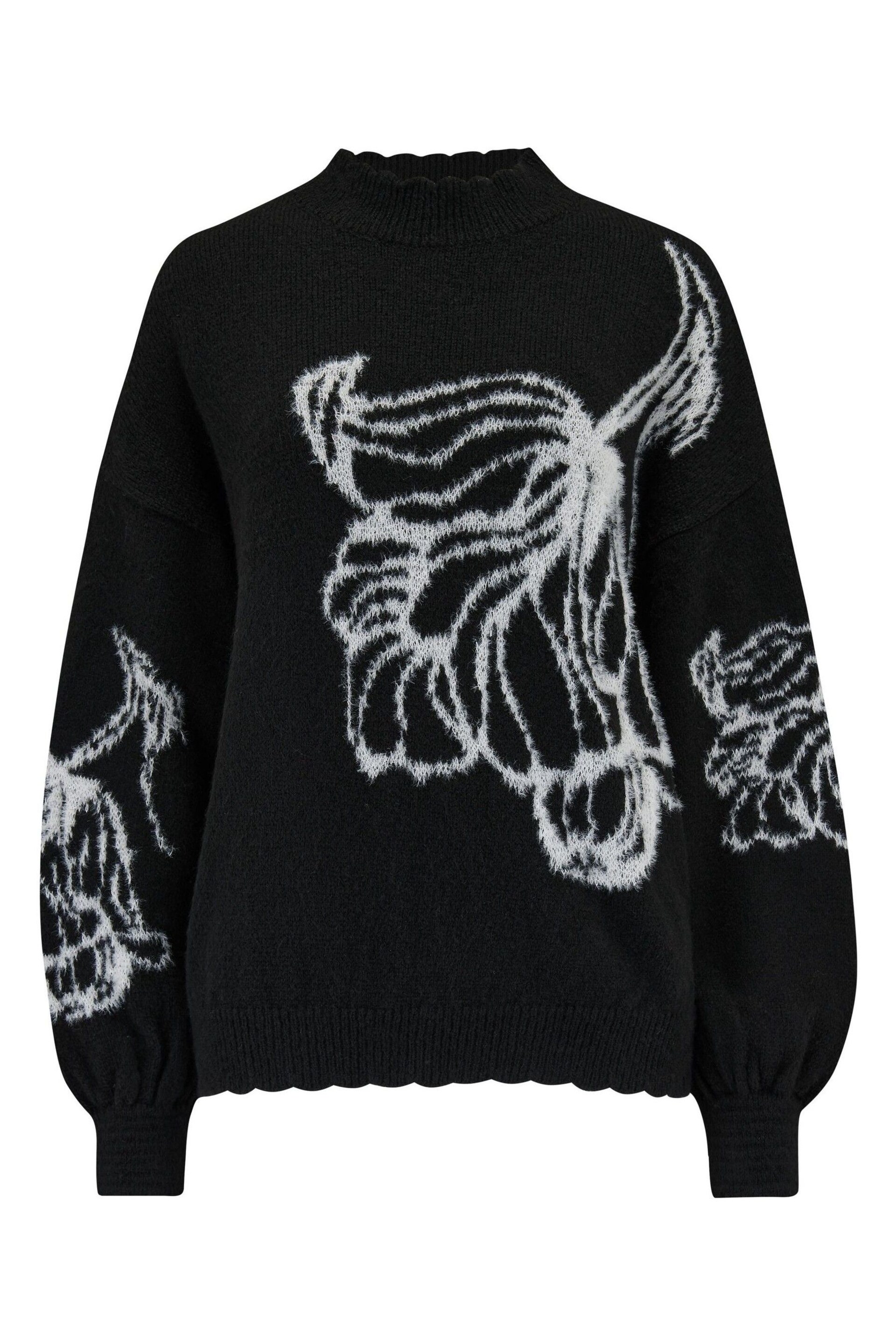 Pour Moi Black Belle Contrast Floral Jacquard Knit Jumper - Image 3 of 4