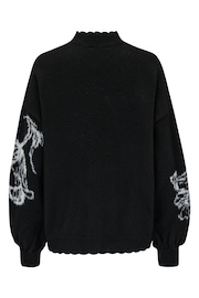 Pour Moi Black Belle Contrast Floral Jacquard Knit Jumper - Image 4 of 4