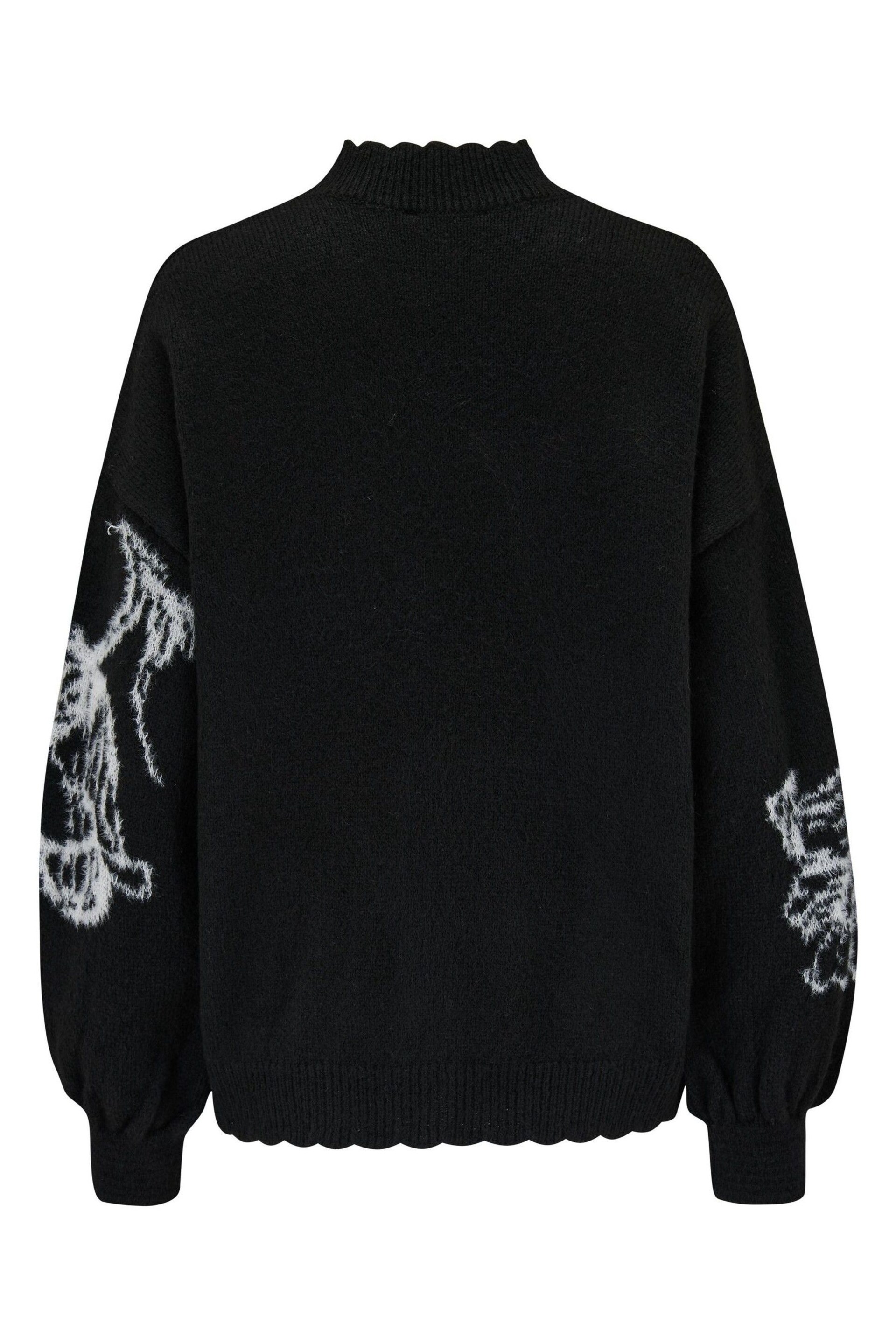 Pour Moi Black Belle Contrast Floral Jacquard Knit Jumper - Image 4 of 4